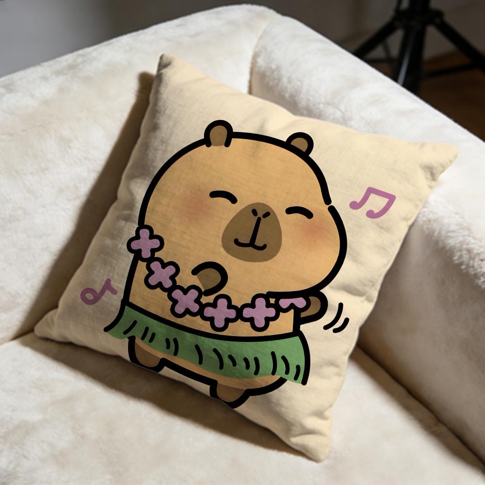 Capybara Cushion Cover Soft Decorative Pillow Case Suitable for Bedroom Sofa Car Travel Use