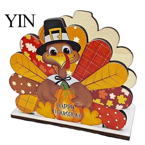 Fall Holiday Dining Accessories Thanksgiving Gnome Turkey Napkin Holder, Wooden Table Storage Rack, Kitchen Counter Organizer Autumn Tabletop