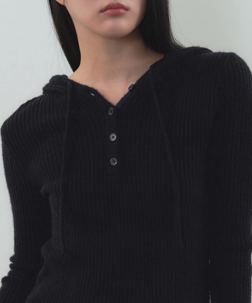 MUSINSA STANDARD WOMAN Women'S Soft Boucle Slim Hooded Knit [Black]