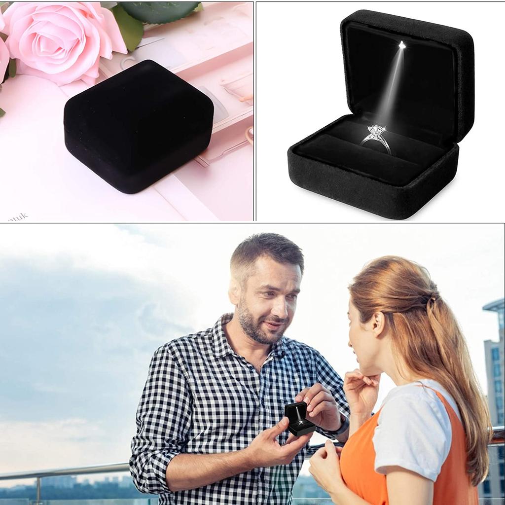 Dárková krabička na šperky 6*5*3,8cm Krabička na prsteny s LED světlem Držák na prsteny Materiál: Samet Pro Svatbu Obřad Návrh Dárkem Pro Páry