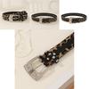 Fashion Leopard Print Pattern Rhinestone Metal Buckle Decoration Women Wide Belt For Streetwear Fashion