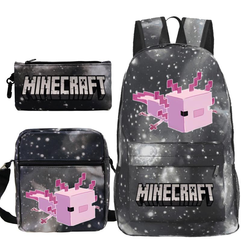 Game Minecraft Printed Children'S School Bag Oblique Span Bag Stationery Pencil Bag Student Backpack Set