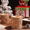Tabletop Ornament Rustic Wood Candlestick Minimalist Natural Craft Candelabra with Handle Decorative Candle Holder New Year