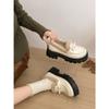 Black retro thick-heeled thick-soled small leather shoes, women's autumn and winter heightening, piled and thickened warm cotton shoes