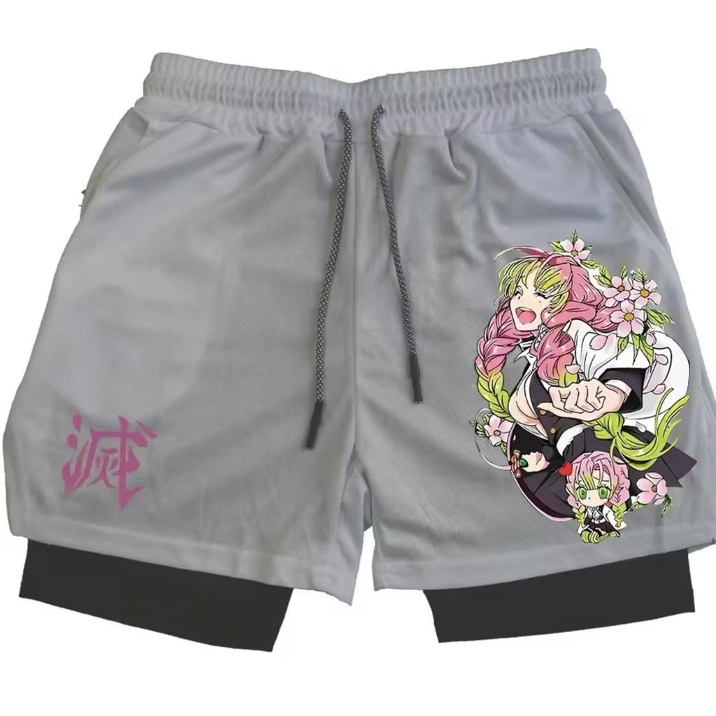 Short imprimé dessin animé pour homme, pantalon d'été double couche 2 en 1, pantalon de sport décontracté