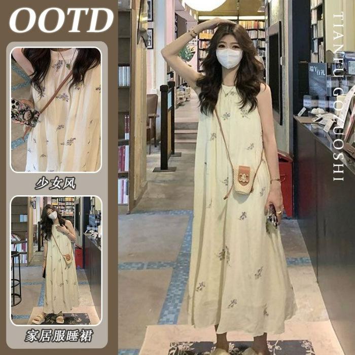 

[High-quality imitation cotton] Suspender nightgown women s summer new cute bud sleeveless skirt pajamas loungewear M