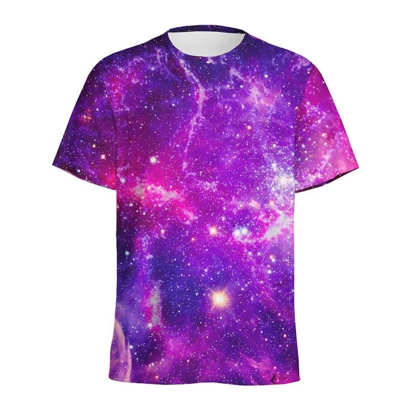 Men's 3D Printed Galaxy Space T-Shirt Colorful Starry Sky Pattern Loose Short Sleeve Round Neck Summer Street Tee Top