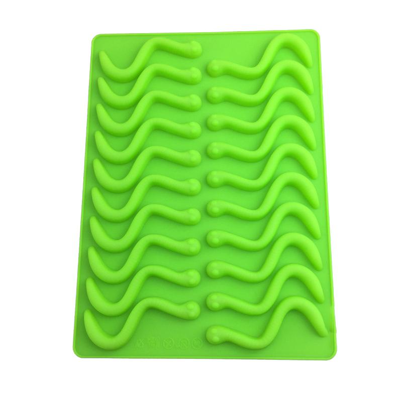 

20 шт. креативные отверстия для самостоятельного изготовления силиконовых формочек для желейных змей, червей, шоколада, конфет, желе, формочек для льда, инструментов для декора торта зелёный