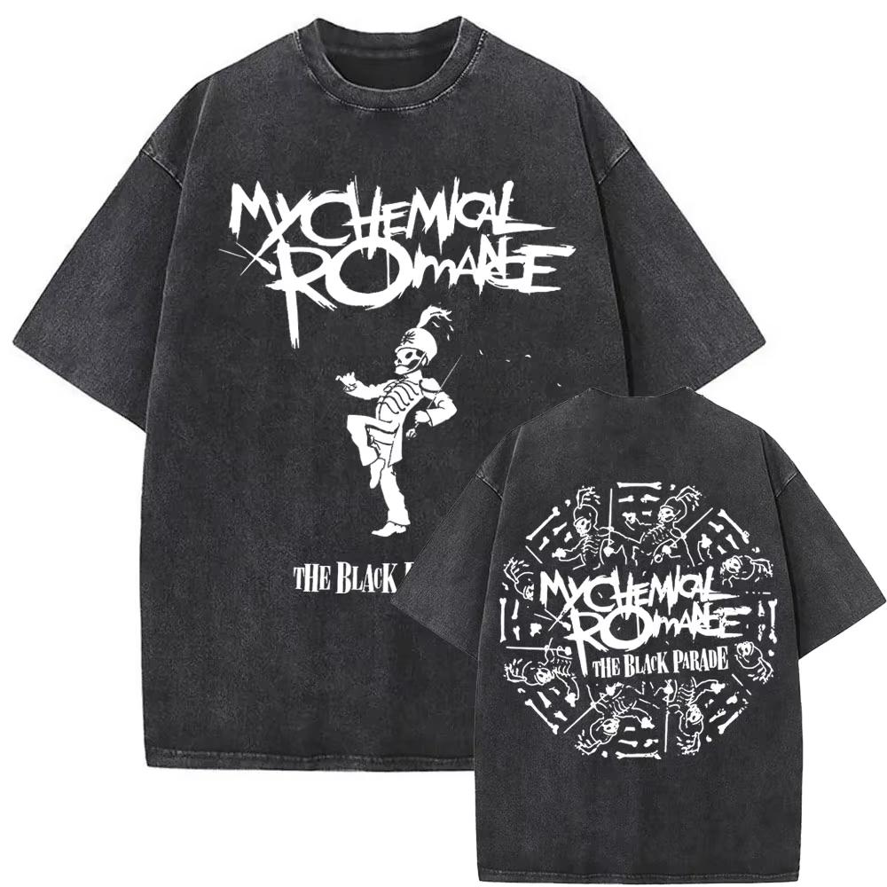 Washed Vintage Rock Band My Chemical Romance The Black Parade Tour  Tshirt Mens Women Fashion Punk Emo Oversized T Shirts