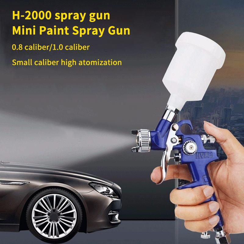 Professionelle HVLP-Spritzpistolen 0,8/1,0 mm Düse Mini 125 ccm Becher Spritzpistole Schwerkraft Airbrush Pneumatische Pistole zum Lackieren von Autos Aerograph