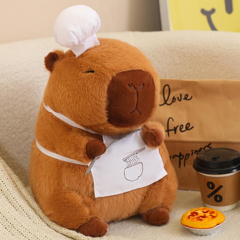Toy Capybara Plush Animal Doll Shoulder Bag Chef Costume Children Holiday Gift