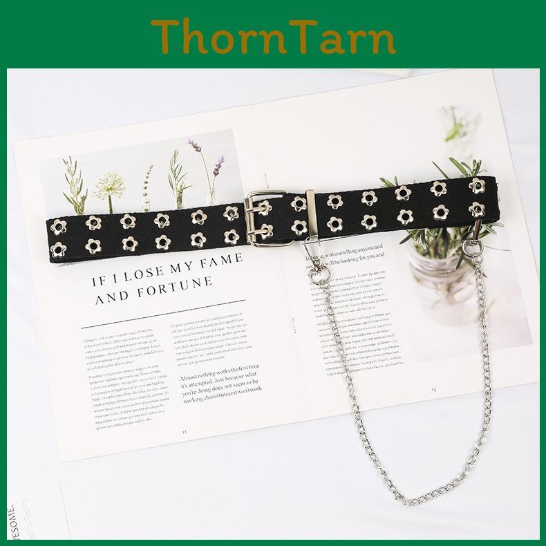 Canvas Chain Belt With Floral Cutouts For Men And Women