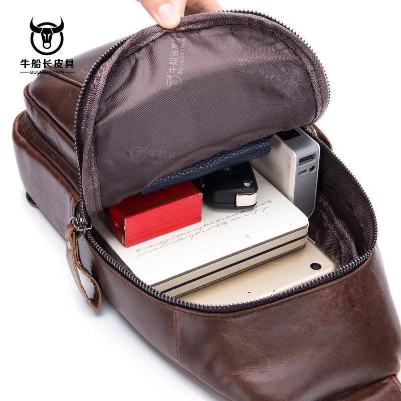 Značka 2024 vysoce kvalitní pánská pravá kůže hovězí kůže Vintage hrudník zádový batoh Cestovní móda Cross Body Messenger taška přes rameno