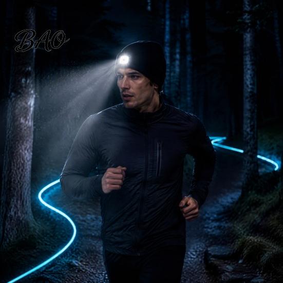 Unisex Outdoor Winter Accessory LED Hat with Light, USB Rechargeable Headlamp Skull Cap, Lighting Warm Knitted Cap for Men, Women, Gear Usb