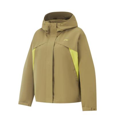 Comfortable Casual Minimalist Hooded Loose Zipper Color Block Sports Windbreaker Women Outerwear Brown AFDV742-3