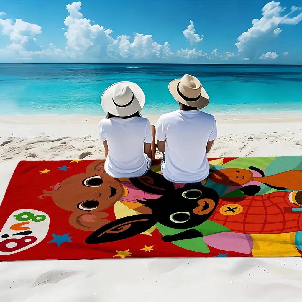 Bing Bunny Kids Beach Towel, Cartoon Microfiber Quick Dry Sandproof Towel for Summer Pool Travel Gift