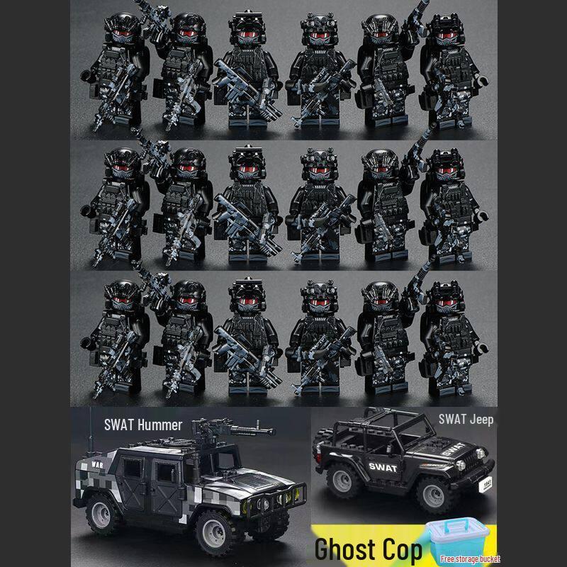 Delta Military Special Forces Police Figure Building Blocks - Ghost Soldier Assembly Toy for Kids