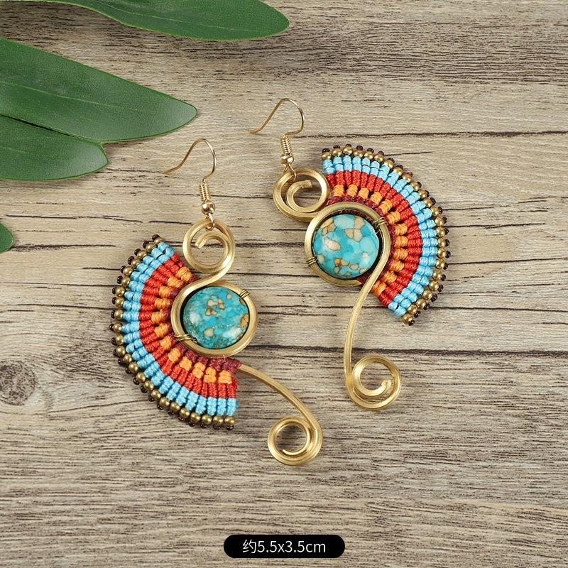 Bohemian Earrings Hand-woven Retro Vacation Versatile Temperament Earrings Women's Long Earrings