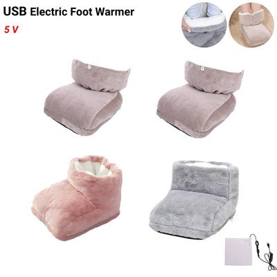 Aquecedor elétrico para pés USB recarregável, aquecedor de inverno de flanela macia, 3 engrenagens, capa ajustável para pés, almofadas de aquecimento para sapatos em casa