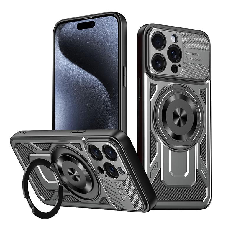 Magsafe Magnetic 360 ° Rotating Metal Car Bracket Ring Armor Phone Case For iPhone 16 Pro Max 14 11 12 13 15 Pro Max Back Cover