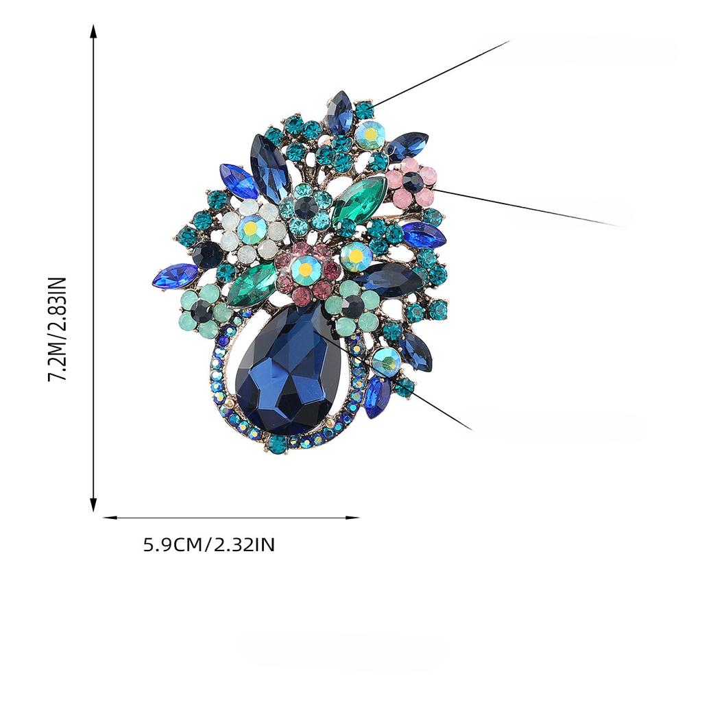 Luxury Women Men Full Crystal Exquisite Badges Brooch Pin Fashion Trendy Flower Jewelry Party Banquet Buckle Pins