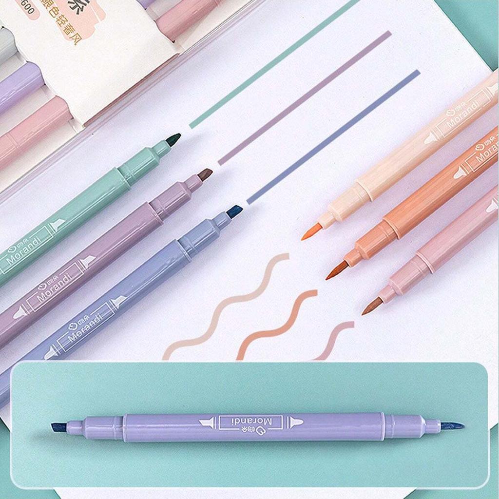 6pcs, Doodle Light Word Fluorescent Pen With Soft Head For Journaling, Colors For School, Writing Pens, Colored Markers