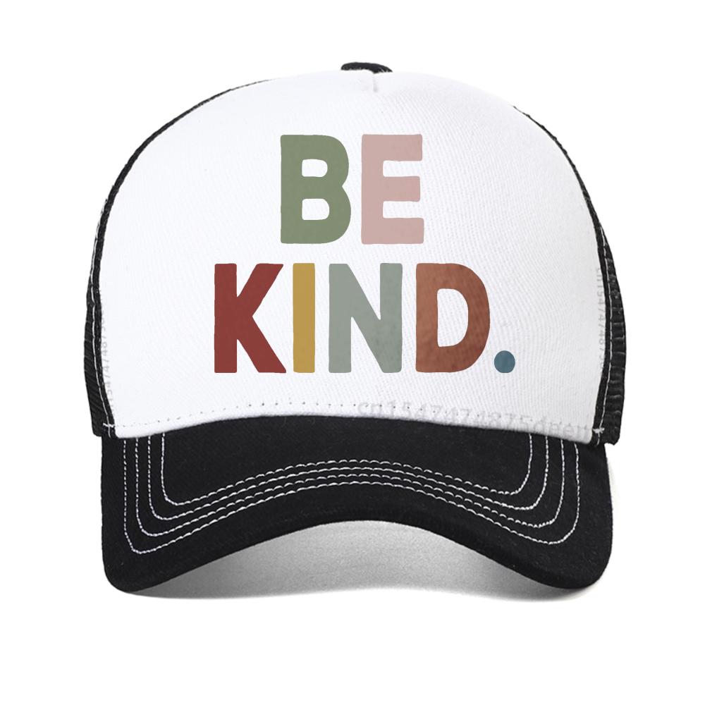 BE KIND Letter Baseball Cap Men's Summer Print Mesh Hat Outdoor Casual Sport Caps Adjustable Breathable Snapback Hats