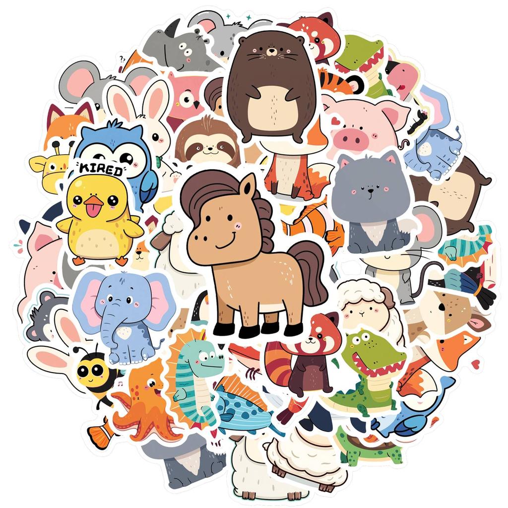 35 peças Desenho Animado Adesivos Desenho Animado Animais Fofos Adesivos de Animais Adesivos Engraçados Para Guitarra Laptop Capacete Skate Laptop Motocicleta