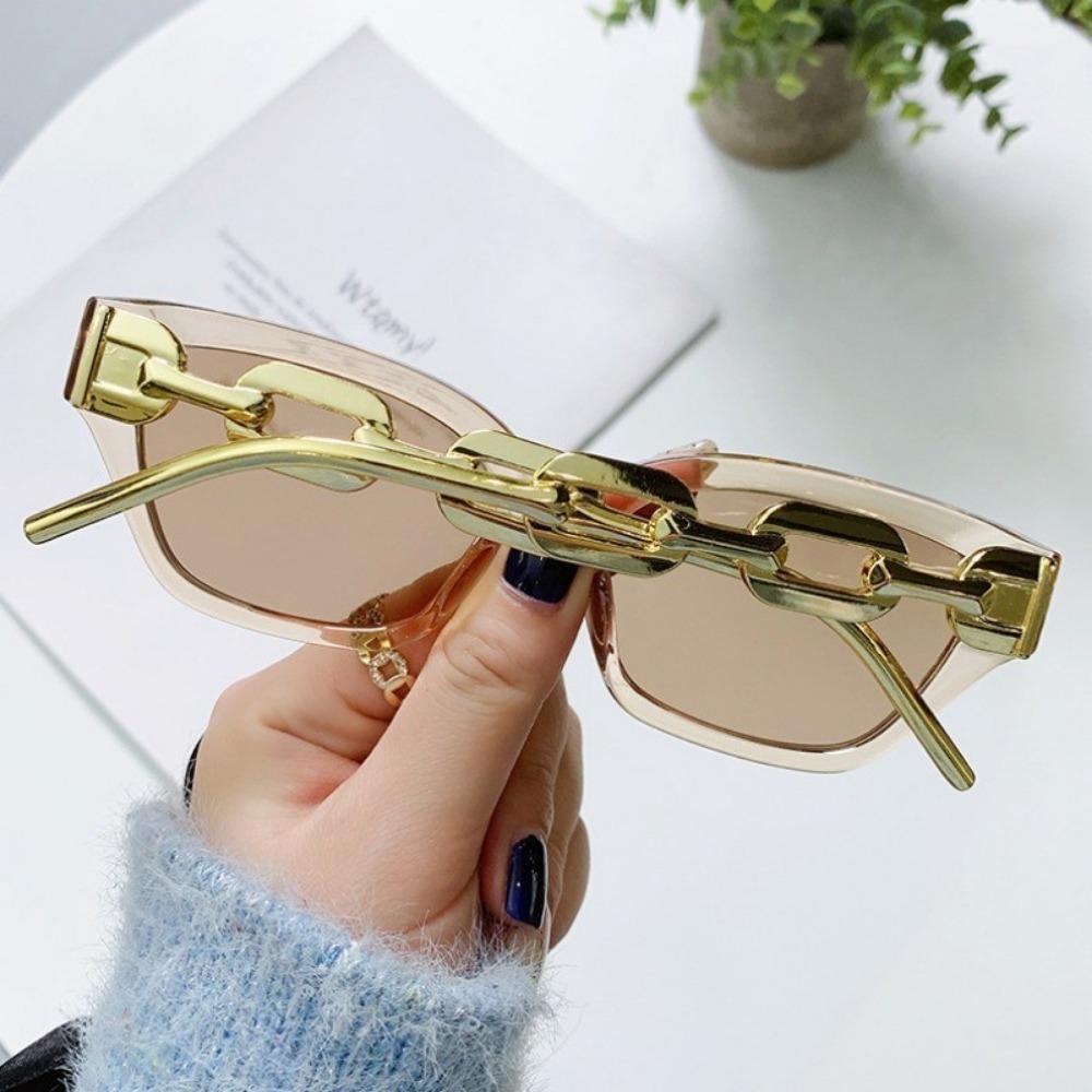 Retro Cat Eye Metal Chain Leg Sunglasses High-End Texture Sunglasses Unique European American Sunshade Glasses