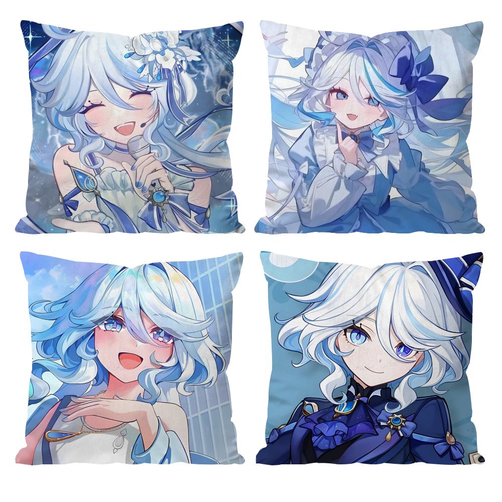 Furina Genshin Impact Cushion Cover Pattern Printed Pillowcase for Living Room Sofa Cushion Cover & Bedroom Decor