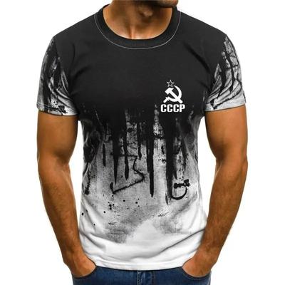 Herren T-Shirt Sommer Russische 3D-Druck T-Shirts Männer UdSSR Sowjetunion Mann Kurzarm T-Shirt Moskau Herren T-Shirts O Hals Tops Kleidung