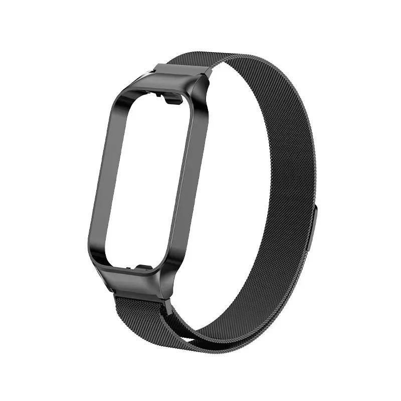 Stainless Steel Strap For Xiaomi Smart Band 8 Active Smart Watch Band Accessories Metal Bracelet Mi Band 8 Active Protector Case