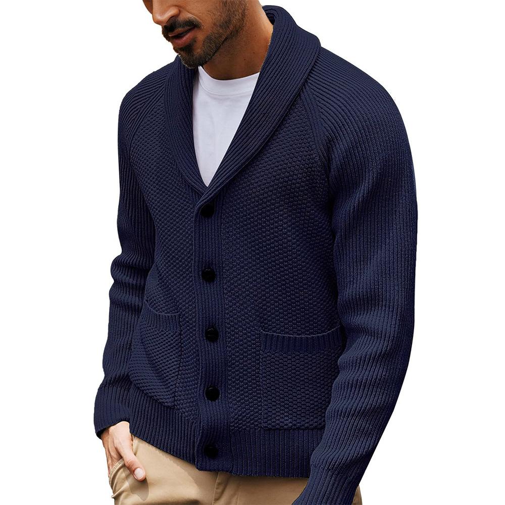 Men S Knitted Cardigan Long Sleeve Lapel Pocket Casual Winter Sweater