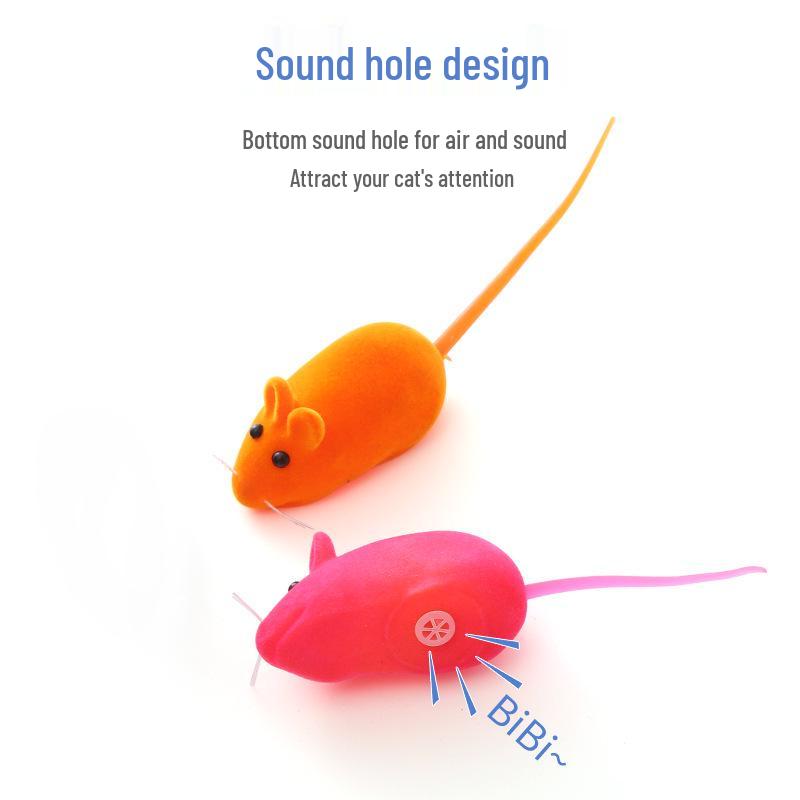 Vinyl Flocked Mouse Cat Toy with Sound for Kittens