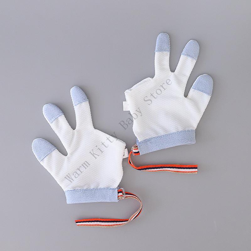 1 Pair Soft Breathable Cotton Baby Anti Biting Gloves Toddler Kids Nails Fingers Hands Thumb Sucking Stop Mittens