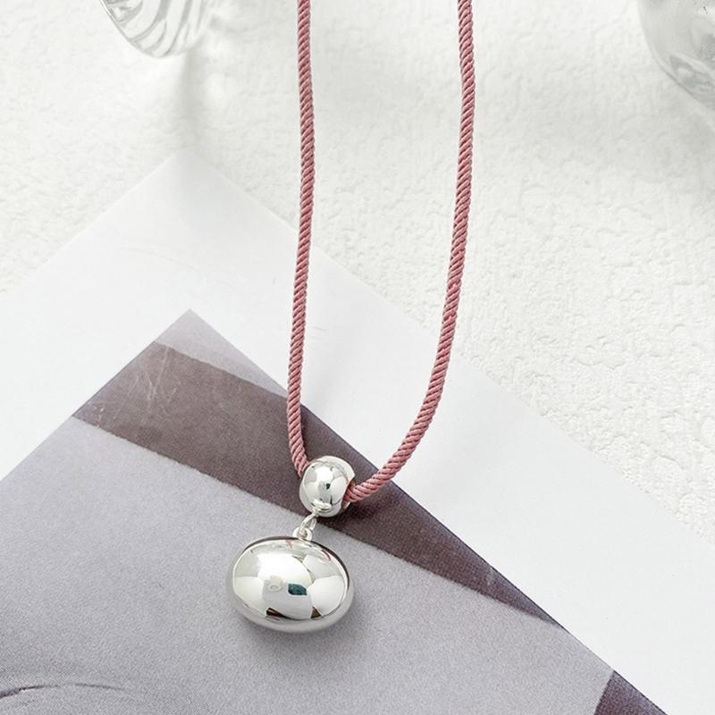 Y2k Bean Pendant Necklace Simple Drawstring Clavicle Chain Short Choker Necklaces for Women Girls 2023 Party Jewelry