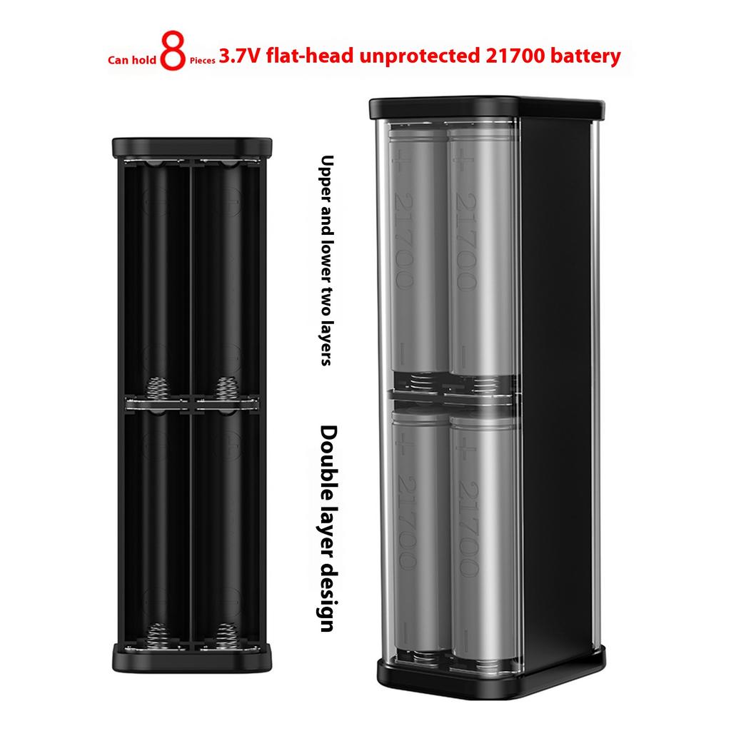 Clear View 21700 Battery Enclosure 8 Slots Capacity PD3.0 Fast Charging Power Battery Case Box Only