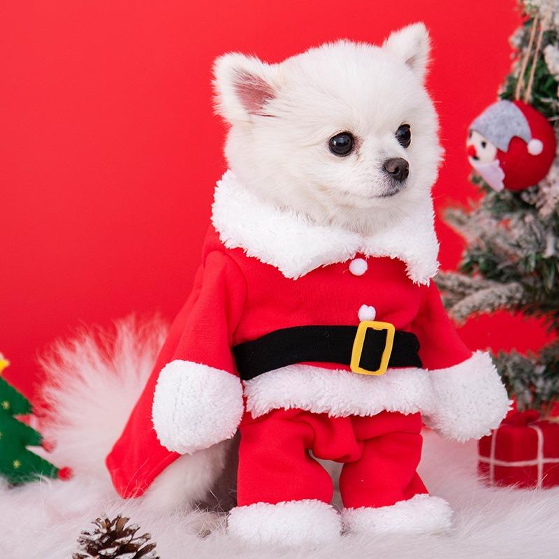 Neue Weihnachtsmann Hunde Kleidung, Zweibeinige Weihnachtsoutfits, Haustierkleidung, Welpen Weihnachtsmantel