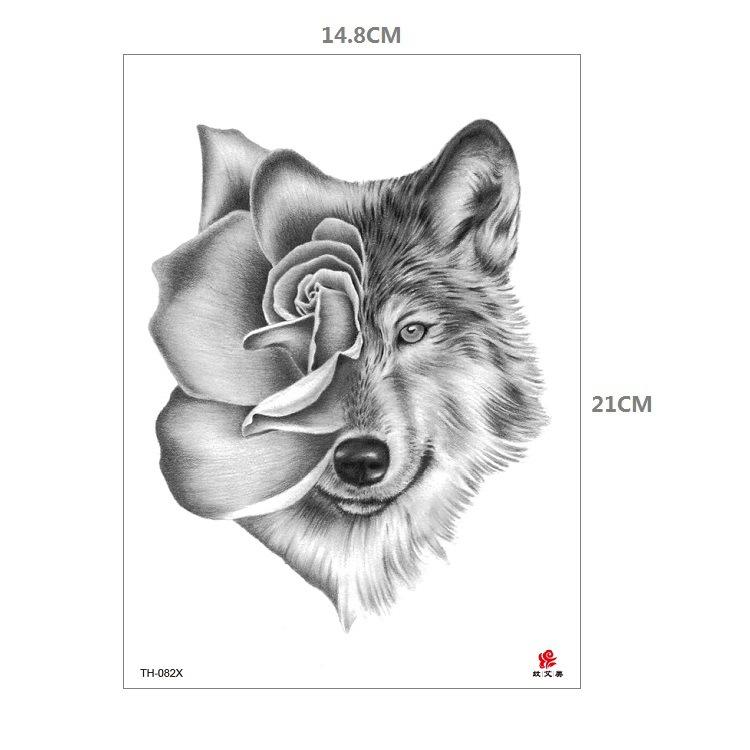 Tiger Tattoo Sticker Half Arm Lion Large Pattern Water Transfer Amazon Set