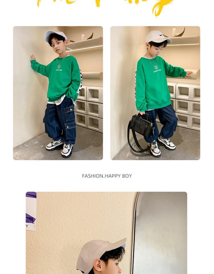Chłopięca bluza w stylu streetowym na wiosnę 2024 dla dzieci - Modny top dla chłopców w średnim i dużym wieku