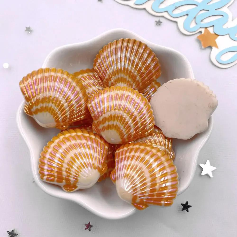 8pcs AB Resin Colorful Flower Shell Figurines Flat Back Cabochon Stone Scrapbook Home Crafts DIY Jewelry Making Accessories