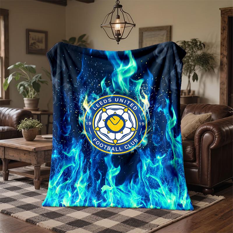 Leeds United Football Print Flannel Blanket Soft Warm Sofa Bed Throw Blanket For Home Office Bedroom