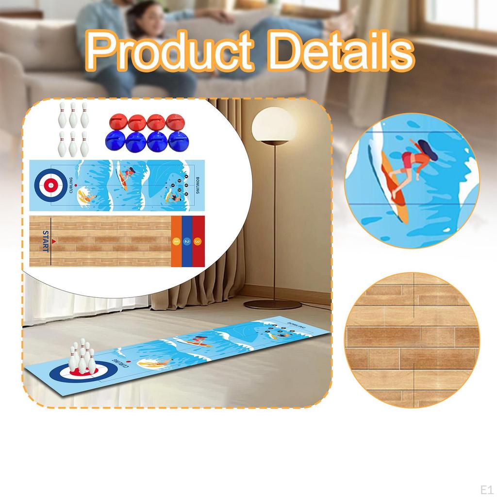 Tabletop Bowling Shuffleboard Curling Game Board Set Portable for Indoors Outdoors