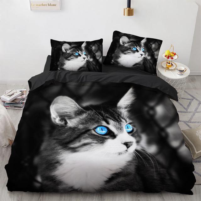 Comforter 3D Cat Bedding Set Luxury Animal With Queen King Single Double Size For Girls Boy