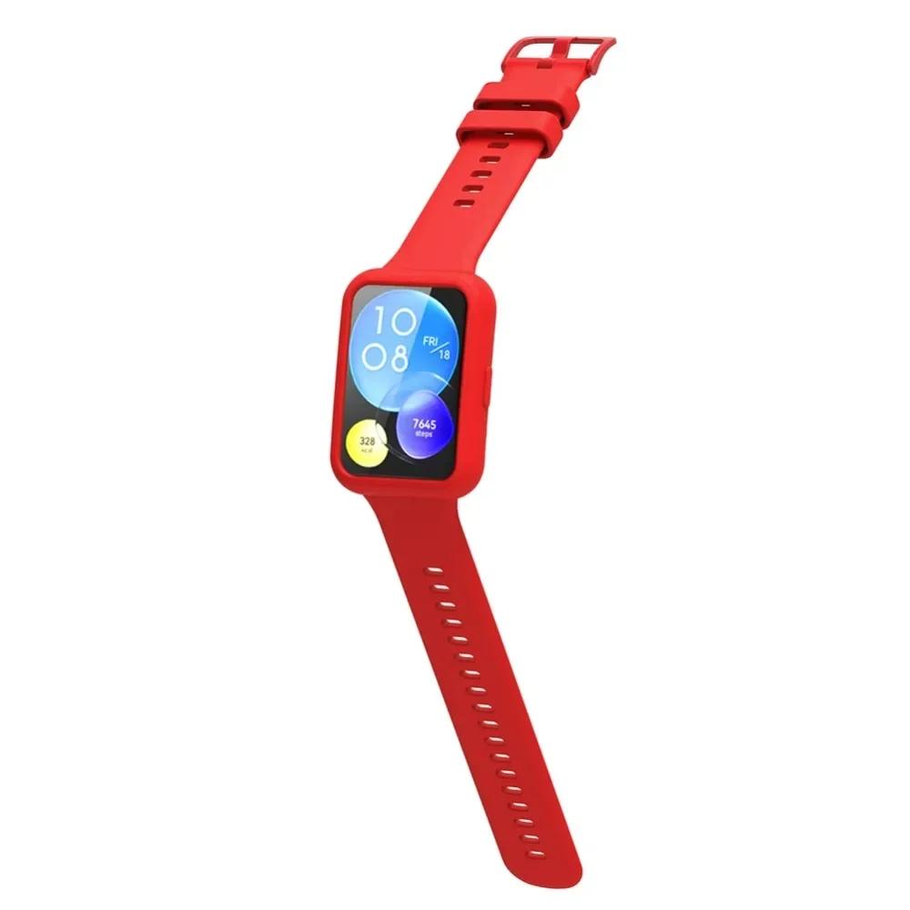 Colorful all Prevention Protector Case Silicone Shell Bumper Frame Shockproof Scratch Silicone Strap For Huawei Watch Fit 2