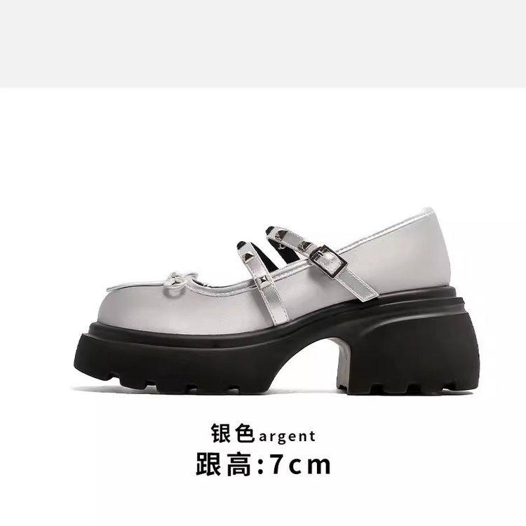 

Niche design sense Mary Jane women s shoes 2025 summer new bow light mouth shoes with skirt thick heel single shoes 40