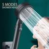 Five-mode high-pressure shower head, adjustable shower head with hose, water-saving, one-button nozzle stop.