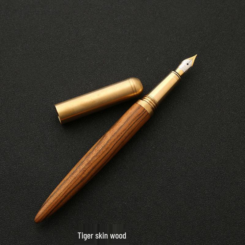 Brass Sandalwood Fountain Pen Set for Students - Customizable Signature Pen with Engraved Logo