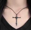 New Retro Skeleton Personality Cross Pendant Necklace For Men Women Minimalist Punk Party Jewelry Gifts