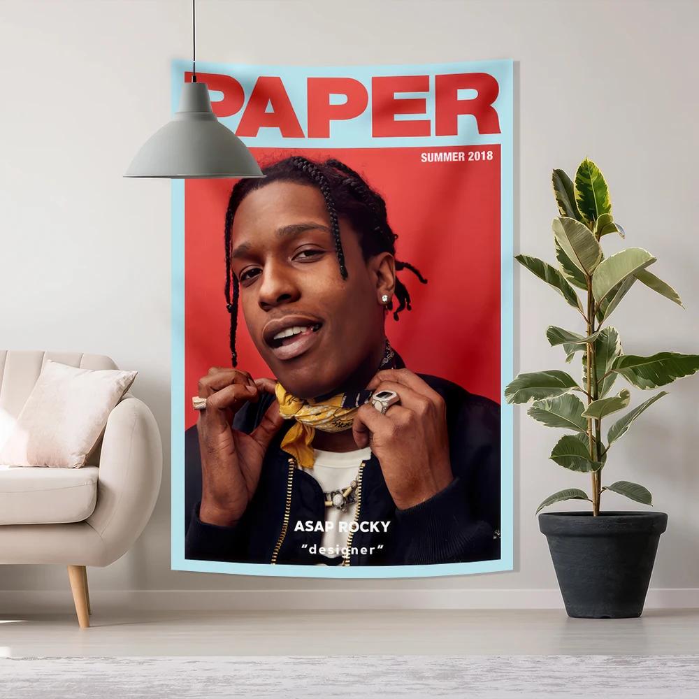 VIKAMA Rakim Mayers ASAP Rocky Wandteppich HipHop Rauchen Meme Wandkunst Trendige Dekoration für Studentenwohnheim Wohnzimmer Schlafzimmer